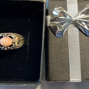 C.CO COLEMAN Black Hills Sterling Silver 12K Gold Leaves Pink Main S sz 7 Ring